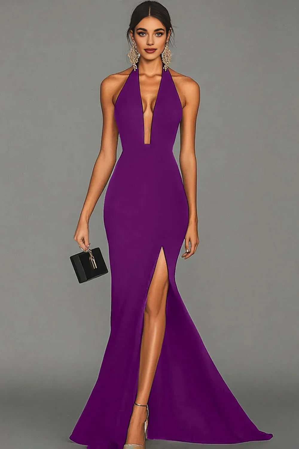 Mermaid/Trumpet Halter Neck Sleeveless Sweep/Brush Train Evening Dress