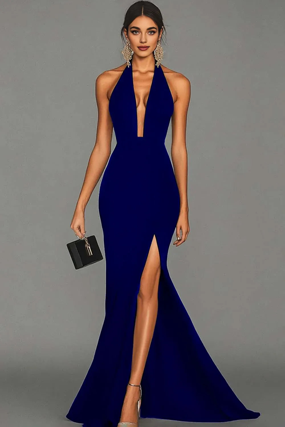 Mermaid/Trumpet Halter Neck Sleeveless Sweep/Brush Train Evening Dress
