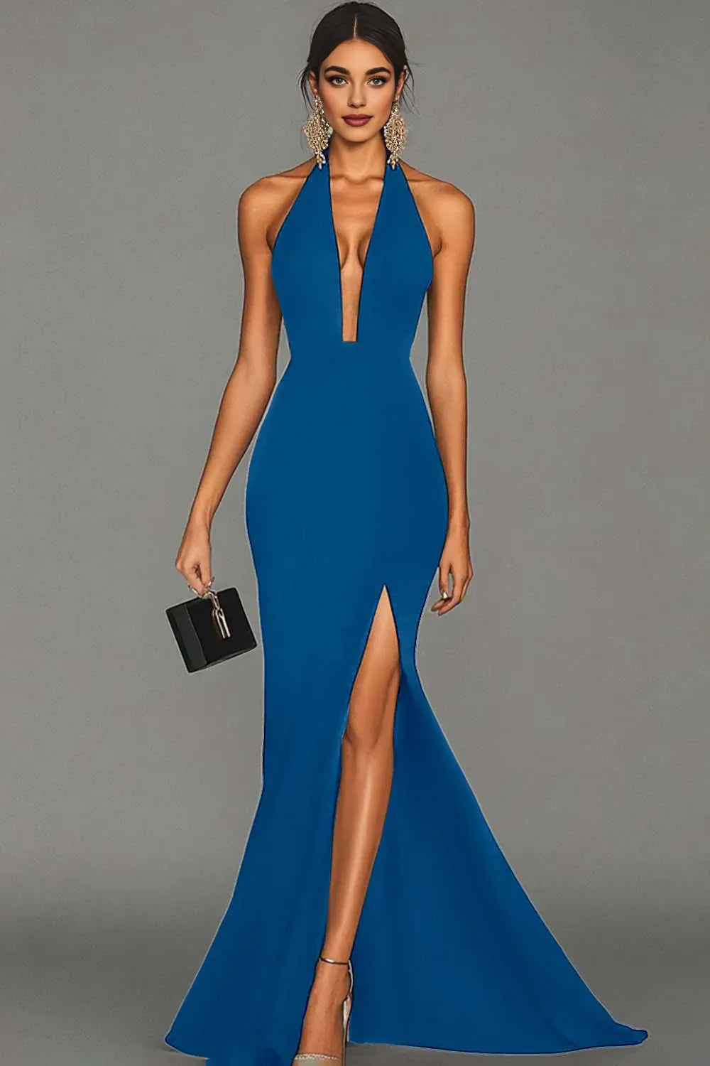 Mermaid/Trumpet Halter Neck Sleeveless Sweep/Brush Train Evening Dress