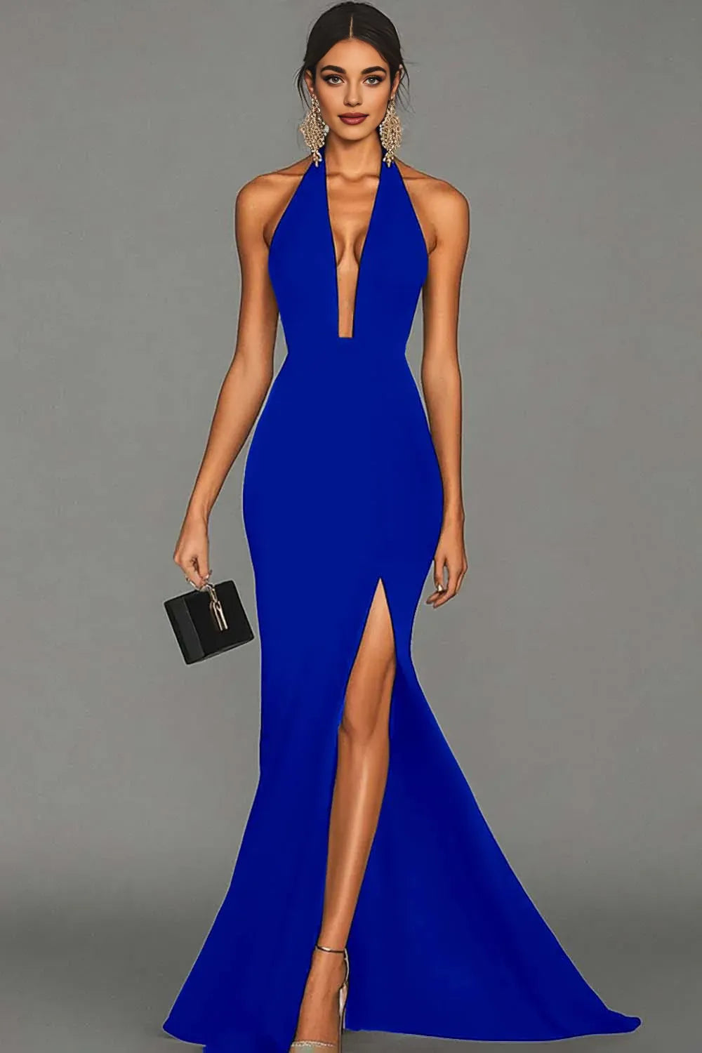 Mermaid/Trumpet Halter Neck Sleeveless Sweep/Brush Train Evening Dress