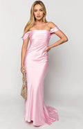 Mermaid/Trumpet Off the Shoulder Dropped Shoulder Sleeves Backless Sweep/Brush Train Prom Dress