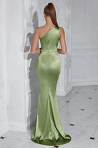 Mermaid/Trumpet One Shoulder Sleeveless Sweep/Brush Train Prom Dress