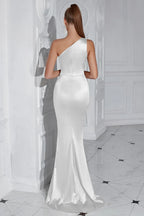 Mermaid/Trumpet One Shoulder Sleeveless Sweep/Brush Train Prom Dress
