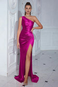 Mermaid/Trumpet One Shoulder Sleeveless Sweep/Brush Train Prom Dress