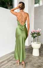 Mermaid/Trumpet Spaghetti Straps Sleeveless Backless Ankle-Length Prom Dress
