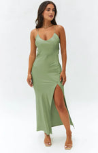 Mermaid/Trumpet Spaghetti Straps Sleeveless Backless Ankle-Length Prom Dress