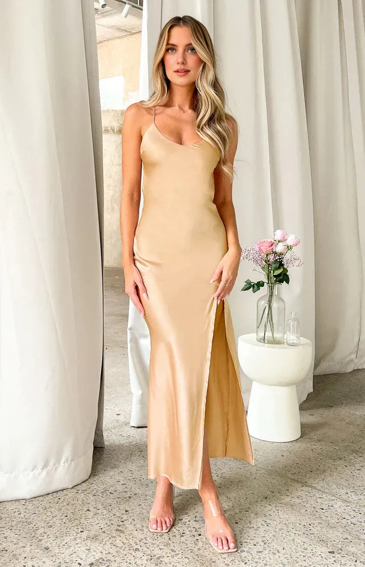 Mermaid/Trumpet Spaghetti Straps Sleeveless Backless Ankle-Length Prom Dress