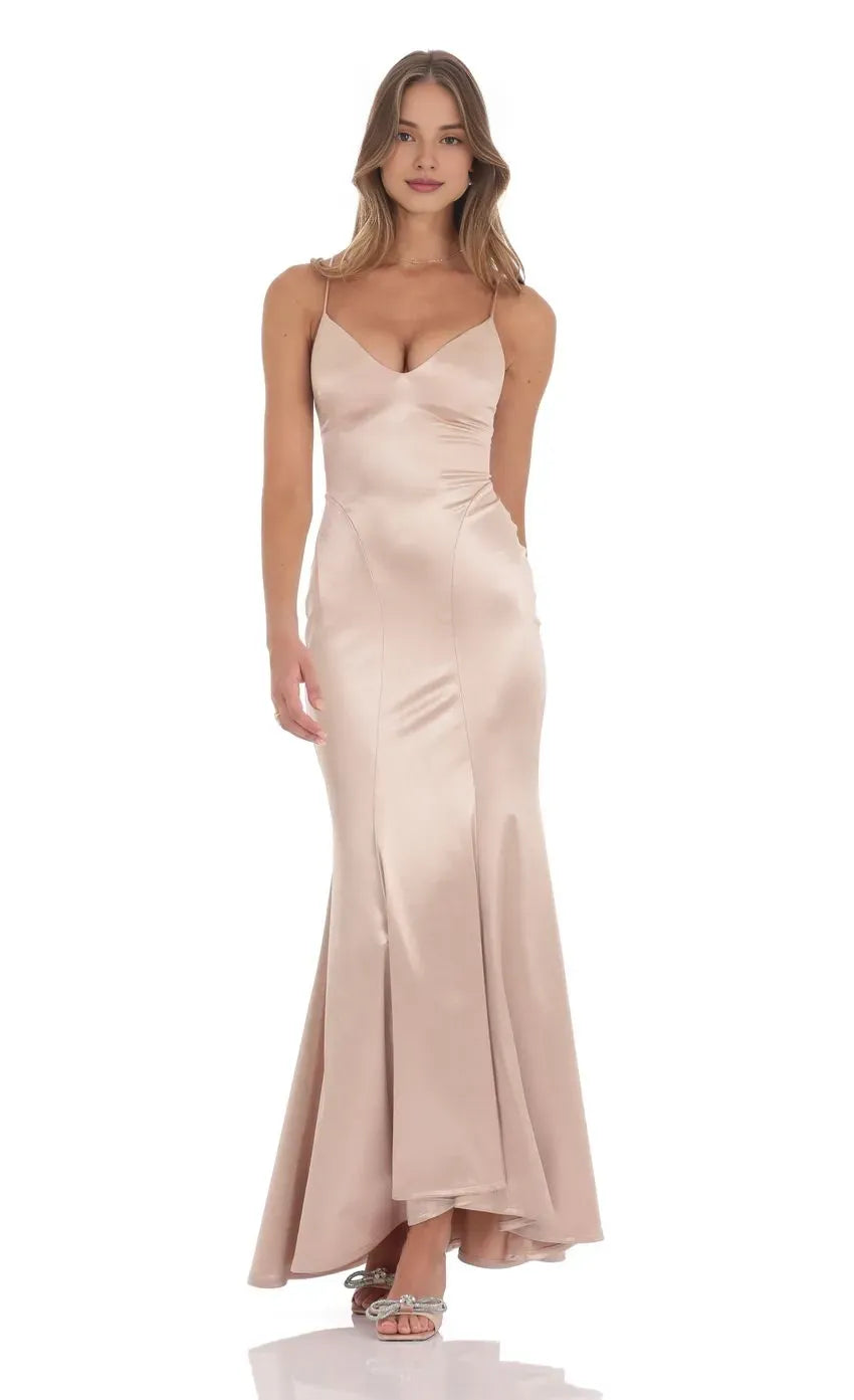 Mermaid/Trumpet Spaghetti Straps Sleeveless Up Floor-Length Prom Dress