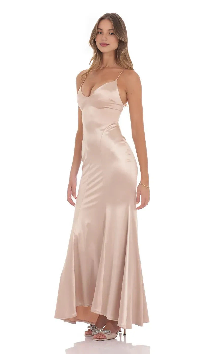 Mermaid/Trumpet Spaghetti Straps Sleeveless Up Floor-Length Prom Dress