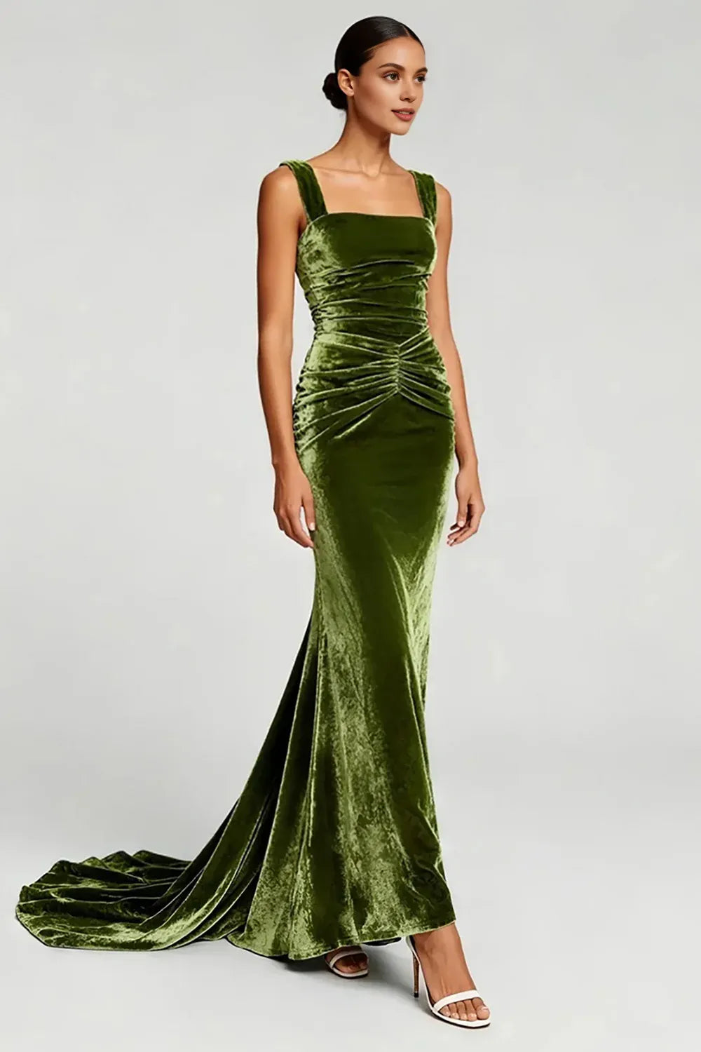 Mermaid/Trumpet Square Neck Sleeveless Sweep/Brush Train Prom Dress