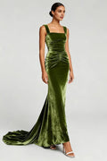 Mermaid/Trumpet Square Neck Sleeveless Sweep/Brush Train Prom Dress