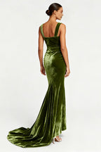 Mermaid/Trumpet Square Neck Sleeveless Sweep/Brush Train Prom Dress