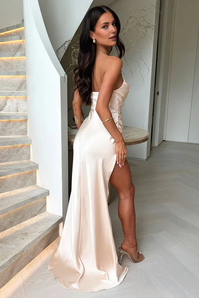 Mermaid/Trumpet Strapless Sleeveless Floor-Length Prom Dress