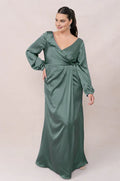 Mermaid V Neck Long Sleeve Floor-Length Plus Size Prom Dress