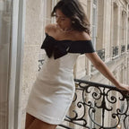Off Shoulder Sleeveless A-Line Bow knot Short-Mini Homecoming Dress