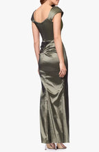 Sheath Asymmetric Neck Cap Sleeve Ankle-Length Prom Dress