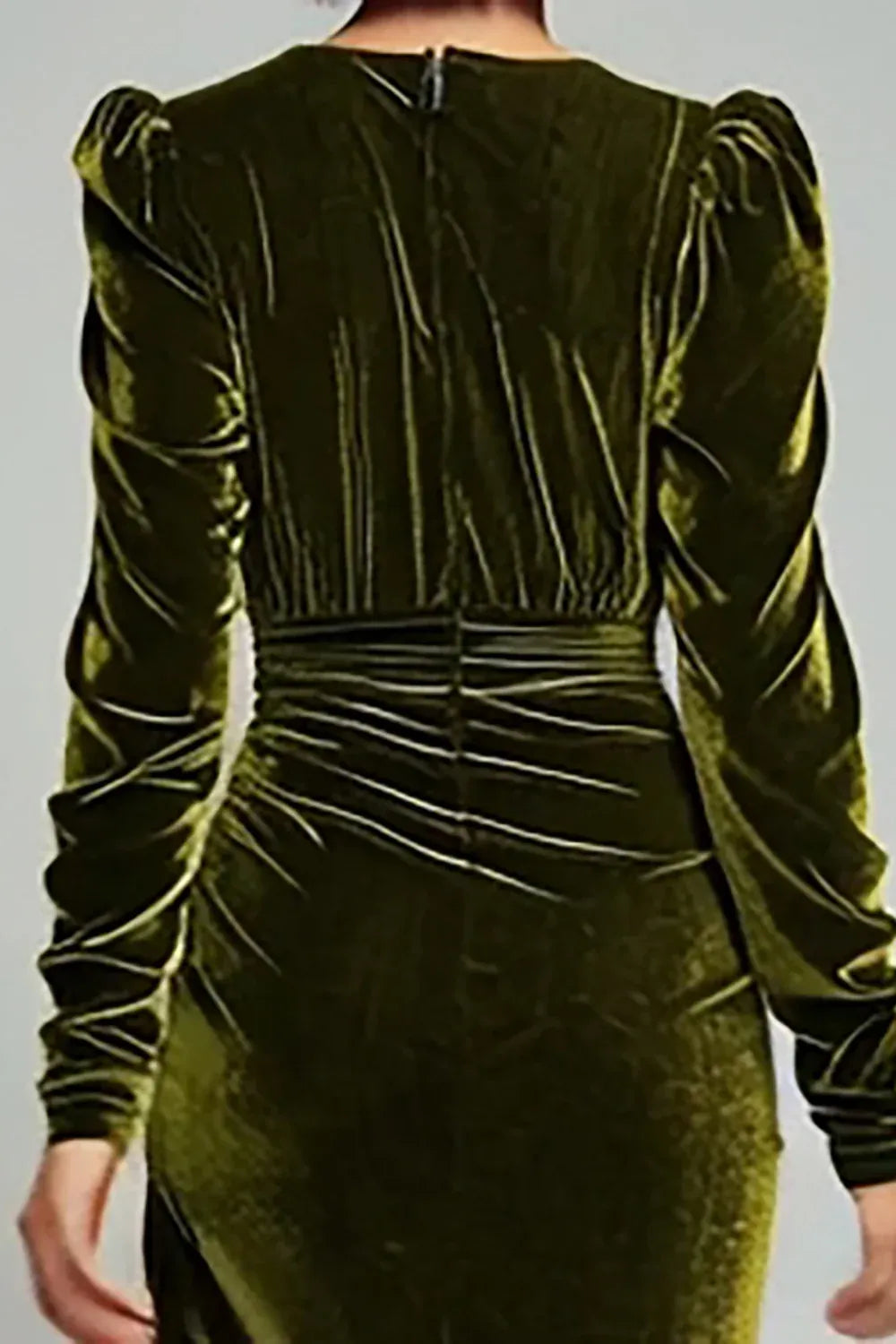 Sheath/Column Deep V-Neck Long Sleeve Ankle-Length Evening Dress