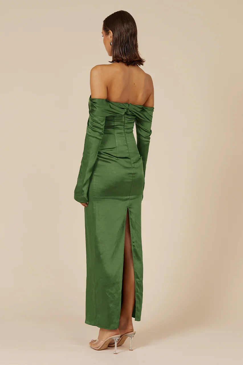 Sheath/Column Off The Shoulder Long Sleeve Ankle-Length Prom Dress