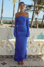 Sheath/Column Off The Shoulder Long Sleeve Ankle-Length Prom Dress