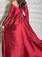Sheath/Column Off the Shoulder Long Sleeves Bow Floor-Length Evening Dress