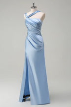 Sheath/Column One Shoulde Sleeveless Floor-Length Evening Dress