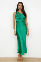 Sheath/Column One Shoulder Sleeveless Backless Ankle-Length Prom Dress