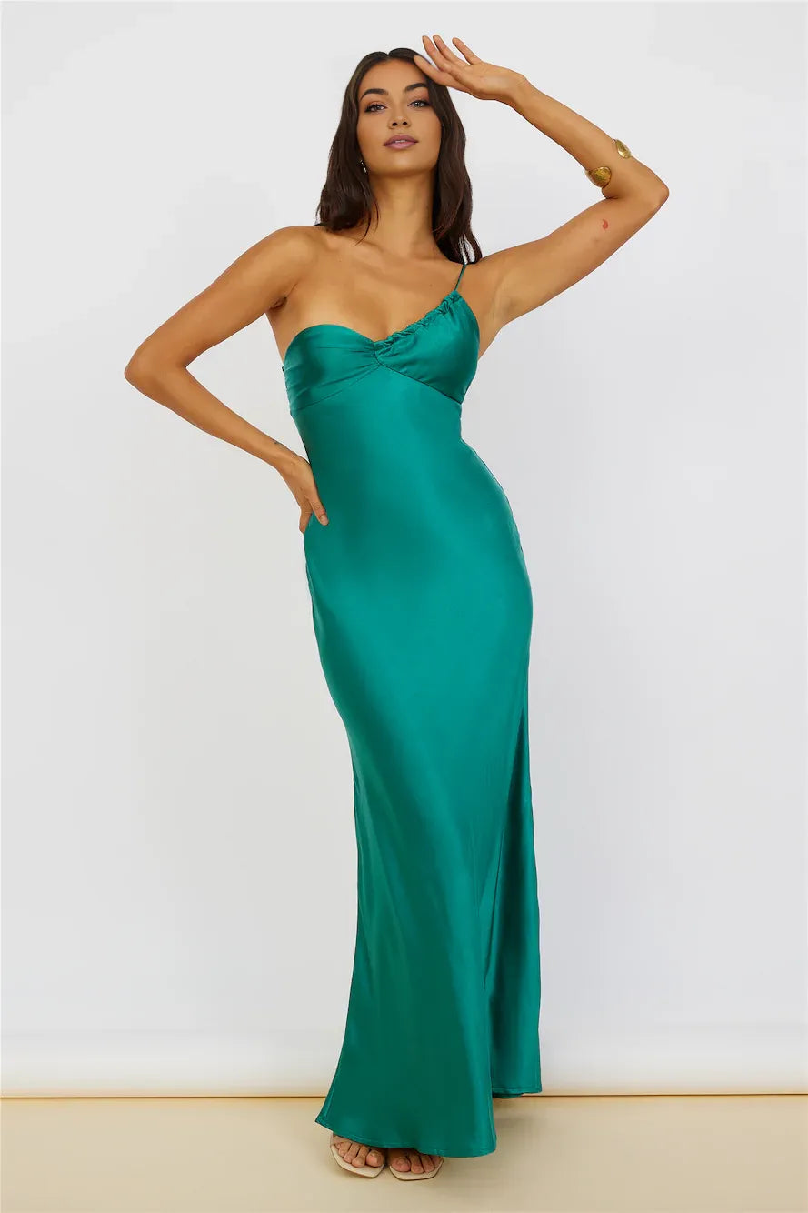 Sheath/Column One Shoulder Sleeveless Backless Floor-Length Prom Dress