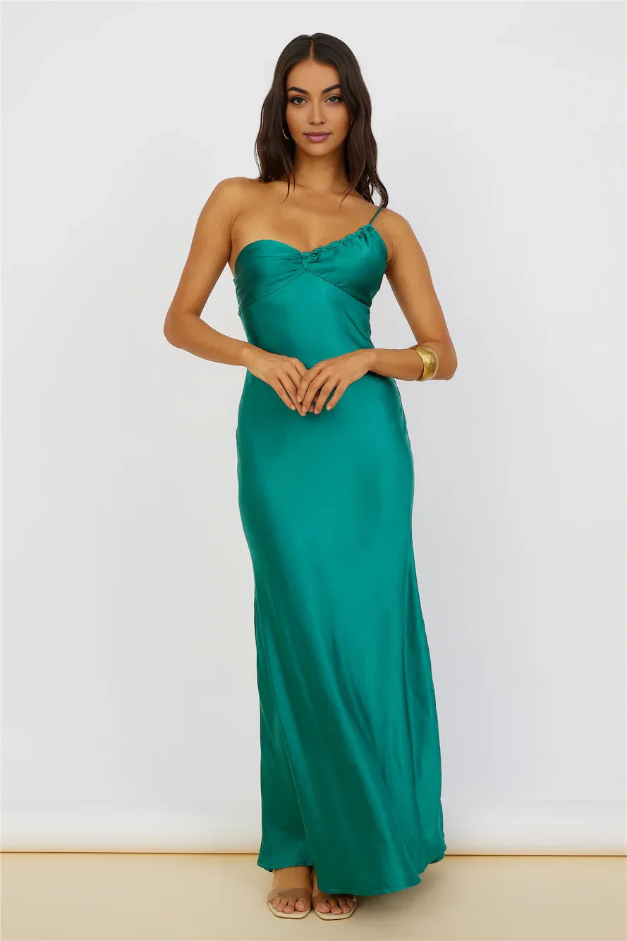 Sheath/Column One Shoulder Sleeveless Backless Floor-Length Prom Dress
