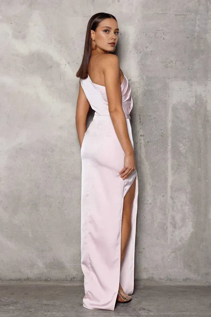 Sheath/Column One Shoulder Sleeveless Floor-Length Prom Dress