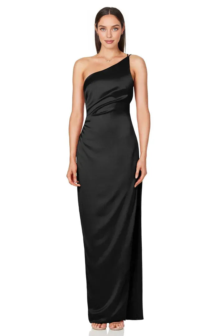 Sheath/Column One Shoulder Sleeveless Floor-Length Prom Dress
