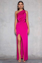 Sheath/Column One Shoulder Sleeveless Floor-Length Prom Dress