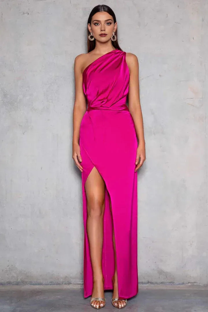 Sheath/Column One Shoulder Sleeveless Floor-Length Prom Dress