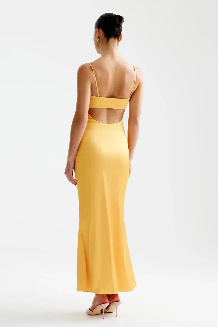 Sheath/Column Spaghetti Straps Sleeveless Backless Ankle-Length Evening Dress
