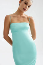 Sheath/Column Spaghetti Straps Sleeveless Backless Ankle-Length Evening Dress