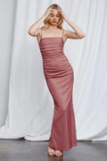 Sheath/Column Spaghetti Straps Sleeveless Backless Floor-Length Prom Dress