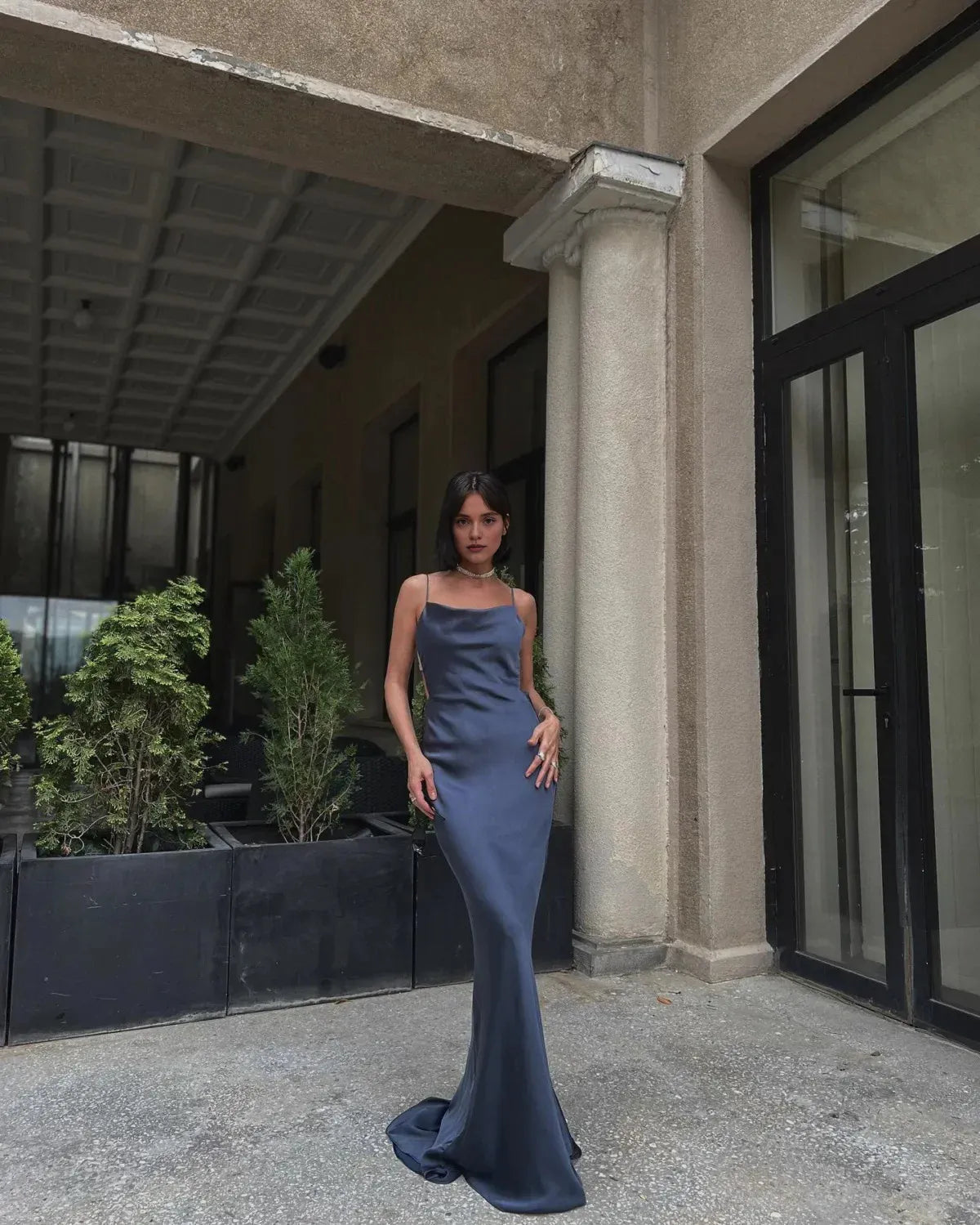 Sheath/Column Spaghetti Straps Sleeveless Floor-Length Prom Dress
