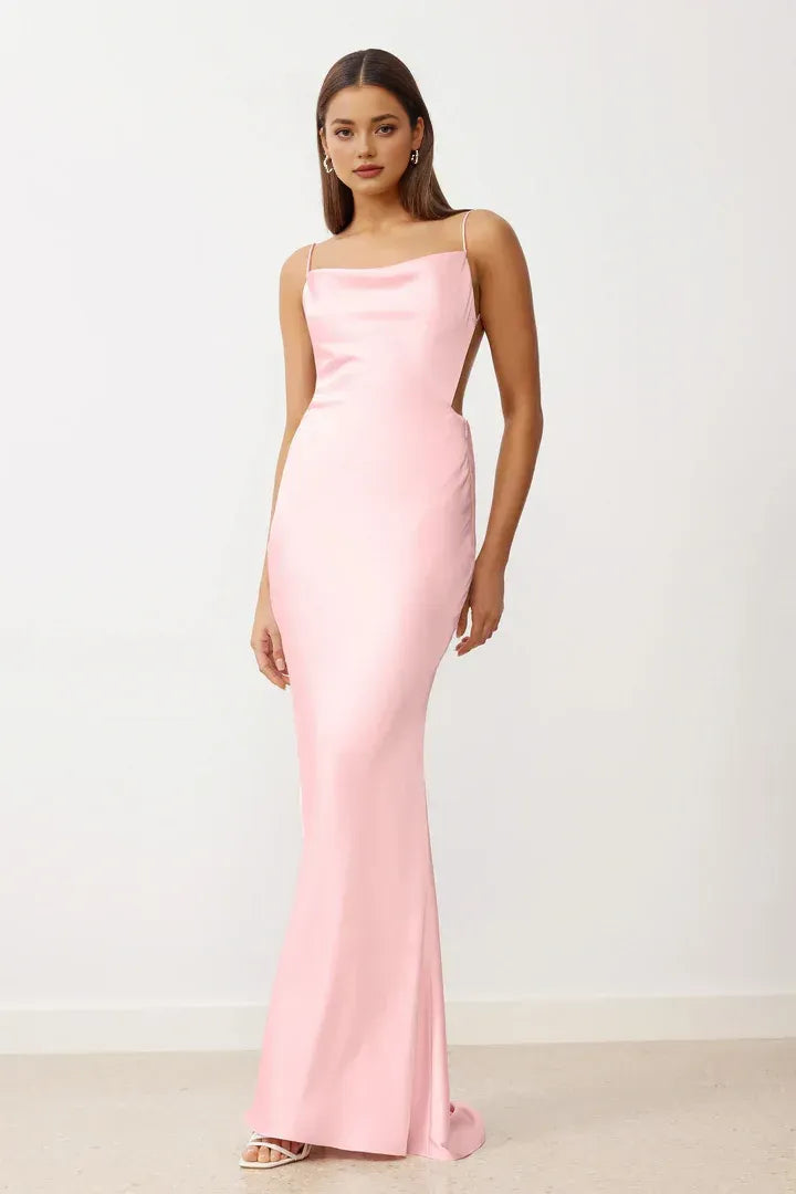 Sheath/Column Spaghetti Straps Sleeveless Floor-Length Prom Dress