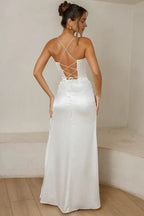 Sheath/Column Spaghetti Straps Sleeveless Floor-Length Wedding Dress