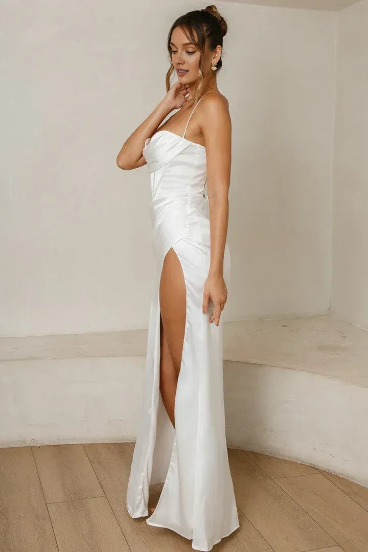 Sheath/Column Spaghetti Straps Sleeveless Floor-Length Wedding Dress