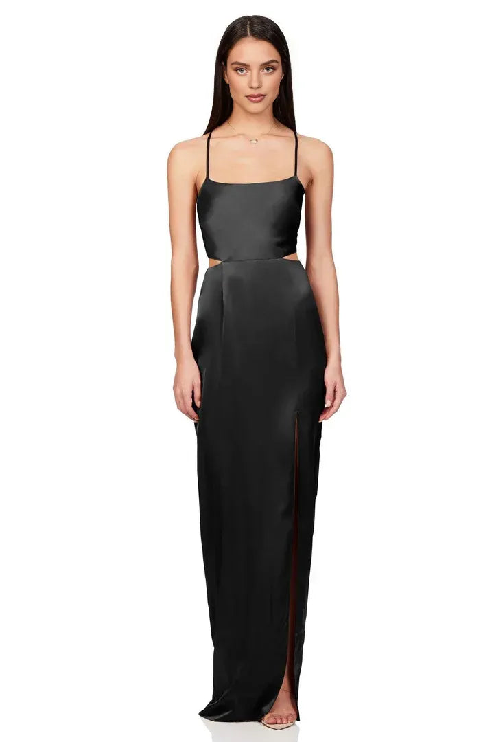 Sheath/Column Square Neck Sleeveless Floor-Length Prom Dress