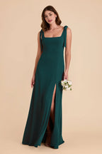 Simple Sheath/Column Square Neck Sleeveless Slit Maxi Bridesmaid Dress