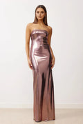 Sheath/Column Strapless Sleeveless Backless Floor-Length Prom Dress