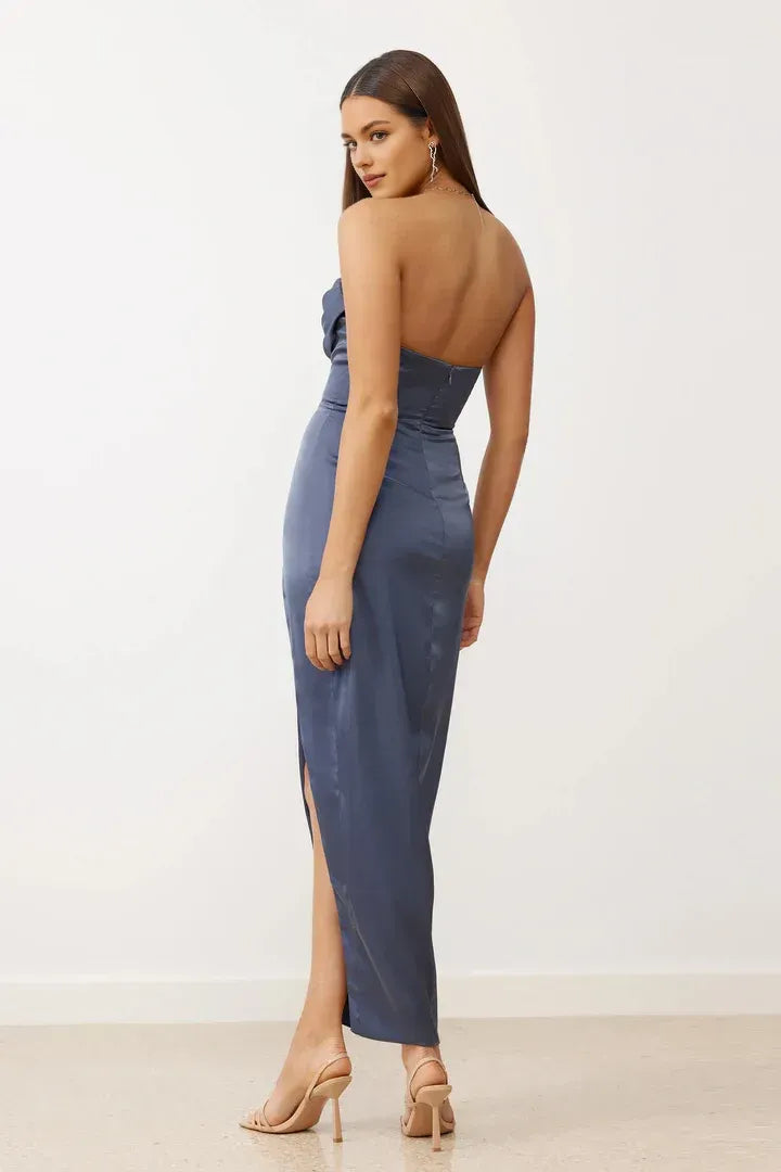 Sheath/Column Strapless Sleeveless Ankle-Length Prom Dress