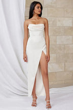 Sheath/Column Strapless Sleeveless Ankle-Length Prom Dress