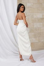 Sheath/Column Strapless Sleeveless Ankle-Length Prom Dress