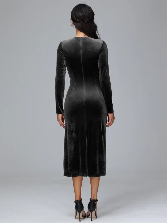 Sheath/Column V Neck Long Sleeves Tea Length Mother of the Bride Dress