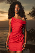 Sheath/Column off the shoulder Sleeveless Scoop Back Short-Mini Homecoming Dress