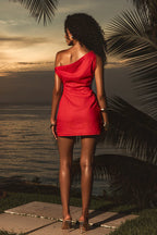 Sheath/Column off the shoulder Sleeveless Scoop Back Short-Mini Homecoming Dress