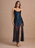 Sheath Cowl Neck Sleeveless Backless Ankle-Length Evening Dress