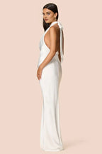 Sheath Halter Cowl Neck Sleeveless Floor-Length Prom Dress
